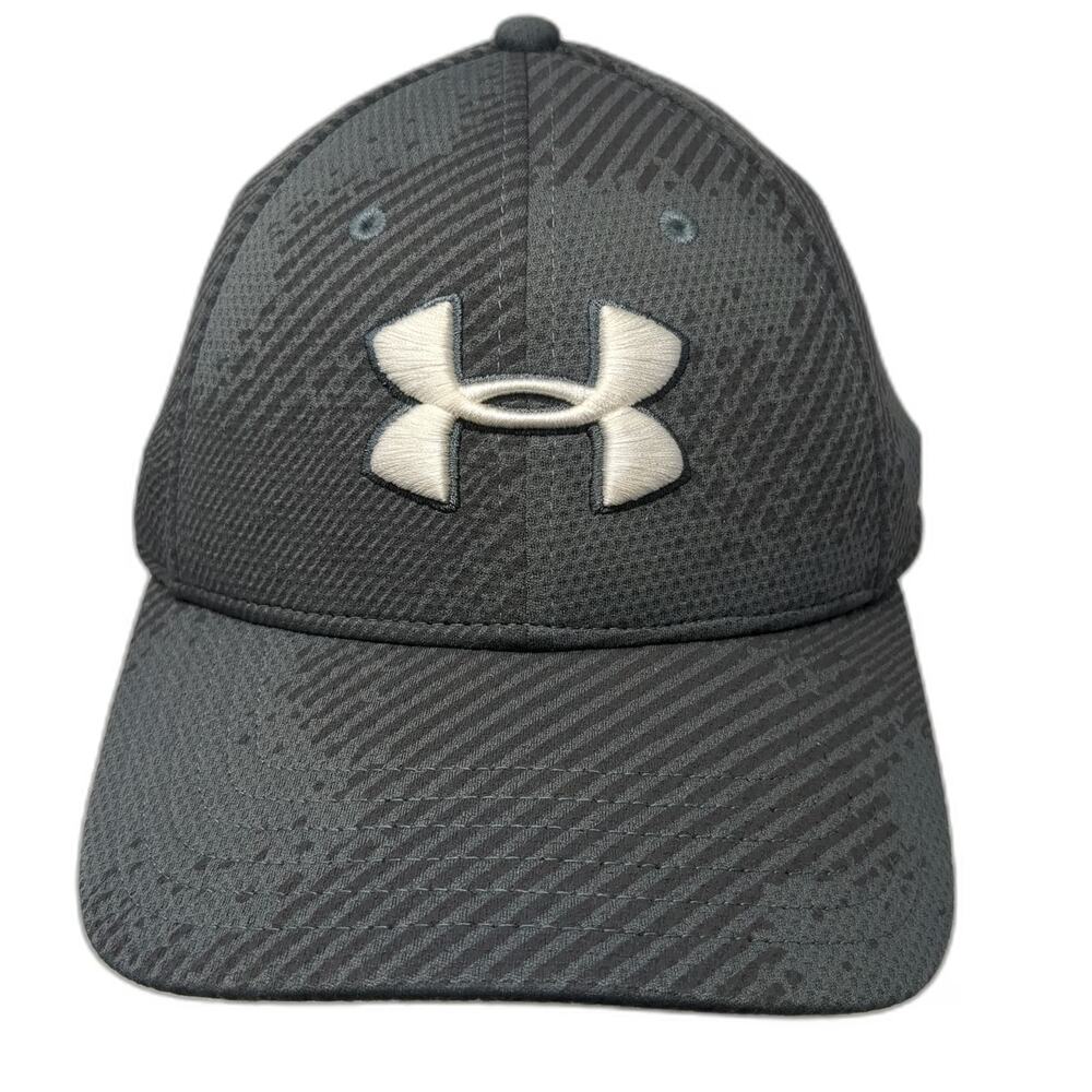 Under Armour Baseball Cap Gray L Stretch Fit Embroidered Tonal Pattern Hat